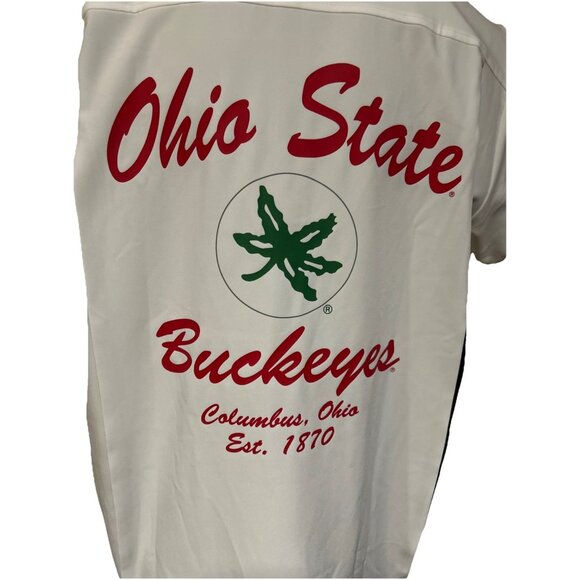NEW OSU Ohio State Buckeyes Colosseum White Button Up Bowling Shirt Men's L - Picture 2 of 11